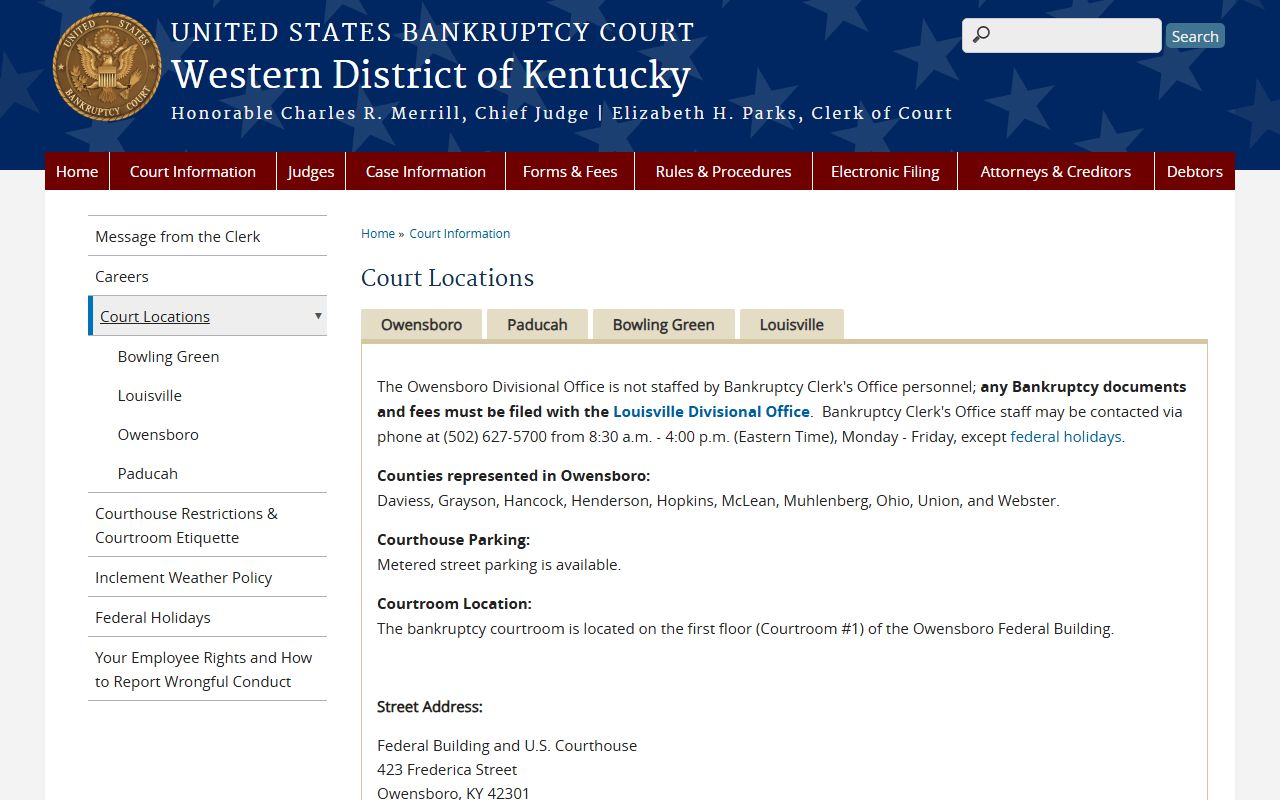 Jeffersontown Bankruptcy Records courthouse location